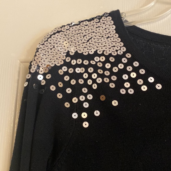 Papaya black sweater with silver sequins. Size medium. - Picture 3 of 4